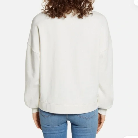 Madewell off-white V-Neck Sweatshirt size M. Oversized. Balloon sleeves - Picture 2 of 16